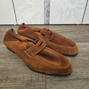 Wolf & Shepherd Monaco Suede Penny Loafers Men Size 10 Brown Slip On